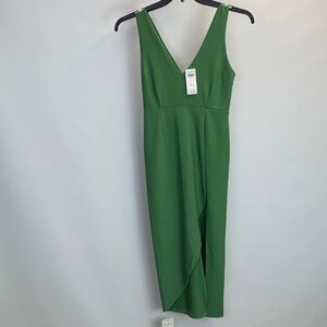 NWT Abercrombie & Fitch V-Neck Plunge Midi Green Dress Size Small P